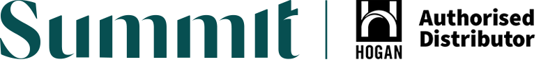 The image features the logo of Summit, presented in a stylized font, alongside the text "Authorised Distributor" for Hogan. The logo emphasizes a clean, professional design with a color scheme that includes dark green and black.
